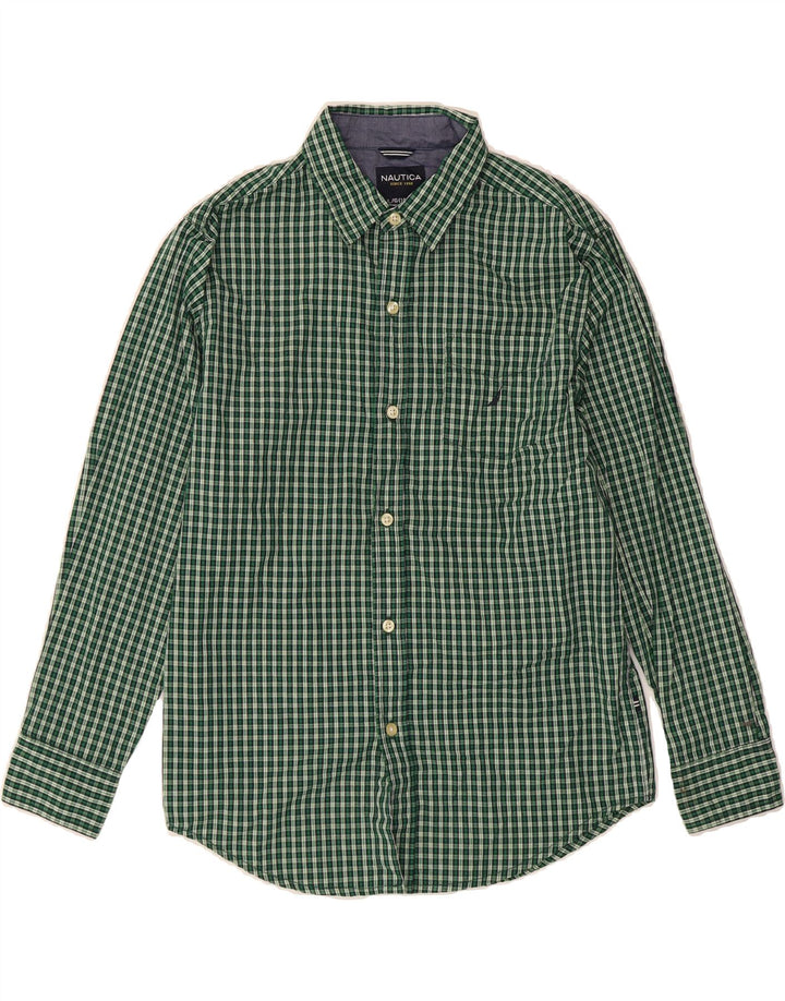 NAUTICA Boys Shirt 14-15 Years Large  Green Check Cotton Vintage Nautica and Second-Hand Nautica from Messina Hembry 