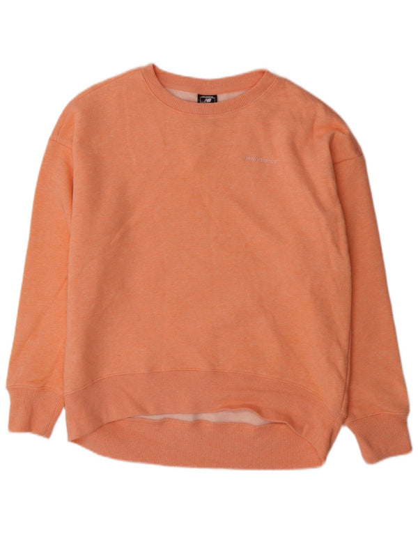 NEW BALANCE Dame oversize sweatshirt jumper UK 10 Small Orange Flecked