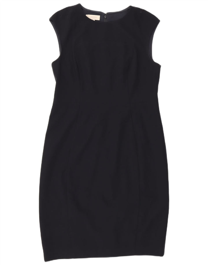 Hobbs Dame Sleeveless Sheath Dress UK 14 Large Navy Blue Polyester