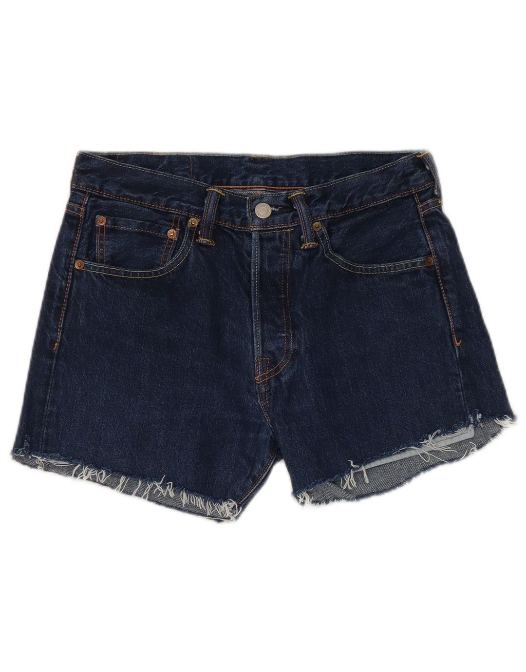 Levi's Womens 501 distressed denimshorts W28 Medium marineblå bomuld