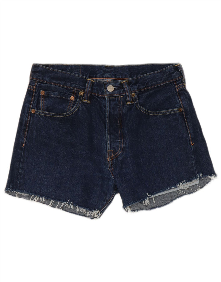 Levi's Womens 501 distressed denimshorts W28 Medium marineblå bomuld