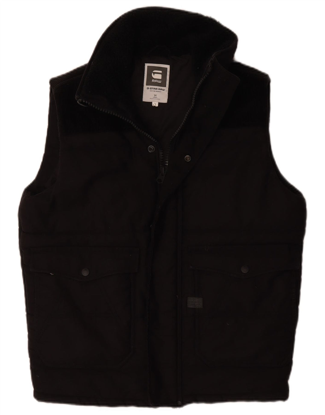 G-Star Herre Polstret Gilet UK 40 Stor sort bomuld