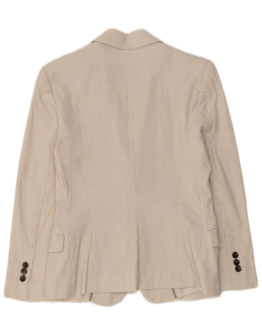 Zara Dame 1 Knap Blazer Jacket UK 14 Large Off White Nålestribet bomuld