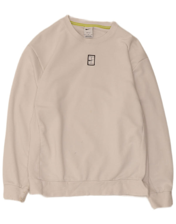 Nike Herre Dri Fit Sweatshirt Jumper Medium Hvid Bomuld