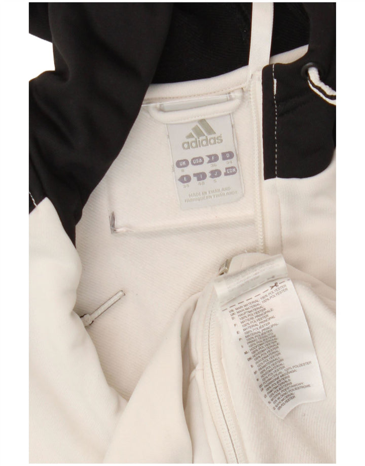 Adidas Dame Hættetrøje Sweater UK 8 Small White Colourblock Polyester