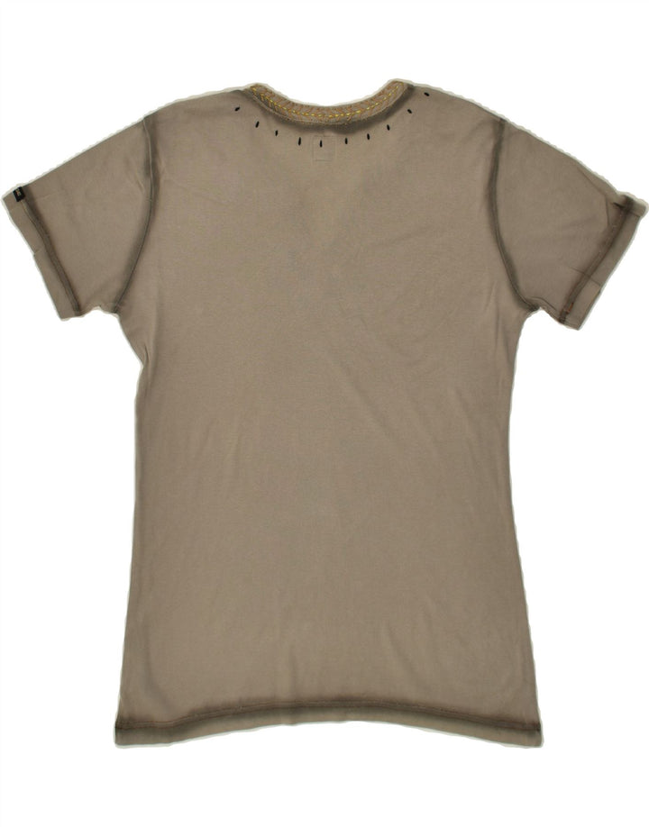 ENERGIE Womens T-Shirt Top UK 14 Medium Grey Cotton | Vintage Energie | Thrift | Second-Hand Energie | Used Clothing | Messina Hembry 