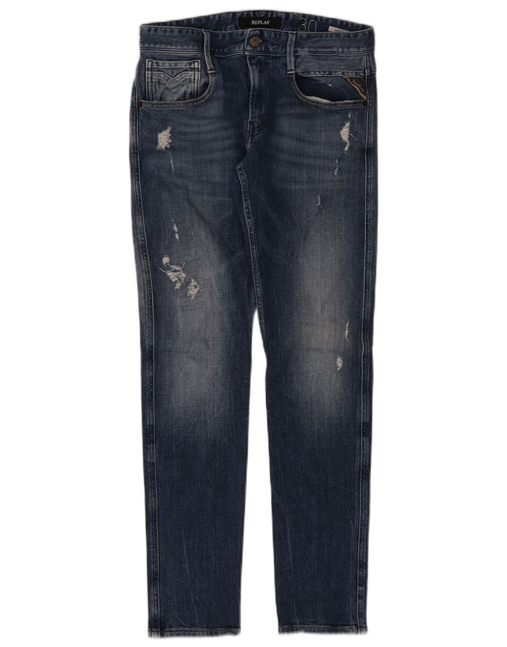 REPLAY Dame Anbas Distressed Slim Jeans W30 L31 Blå