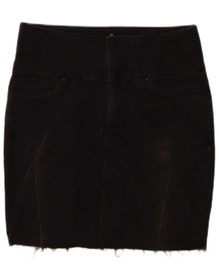Zara Dame Mini Denim Nederdel EU 40 Medium W30 Sort Bomuld