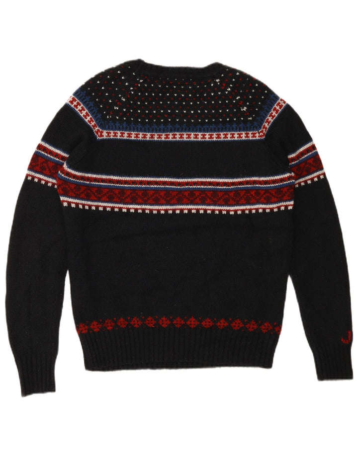 Superdry Herre grafisk bådhals sweater Medium Black Fair Isle