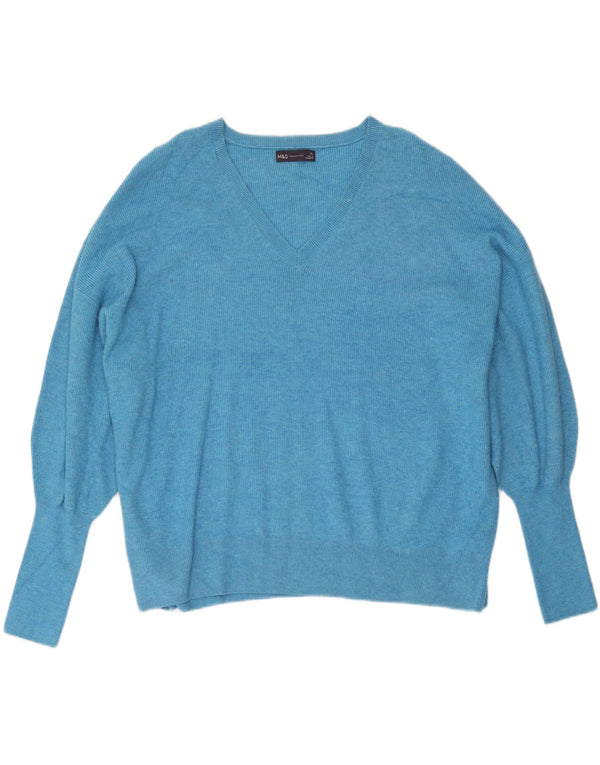 Marks & Spencer Dame Oversized V-hals sweater UK 18 XL Blå