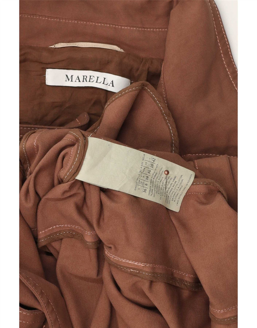 Marella Trench Coat til kvinder UK 10 Lille brun bomuld