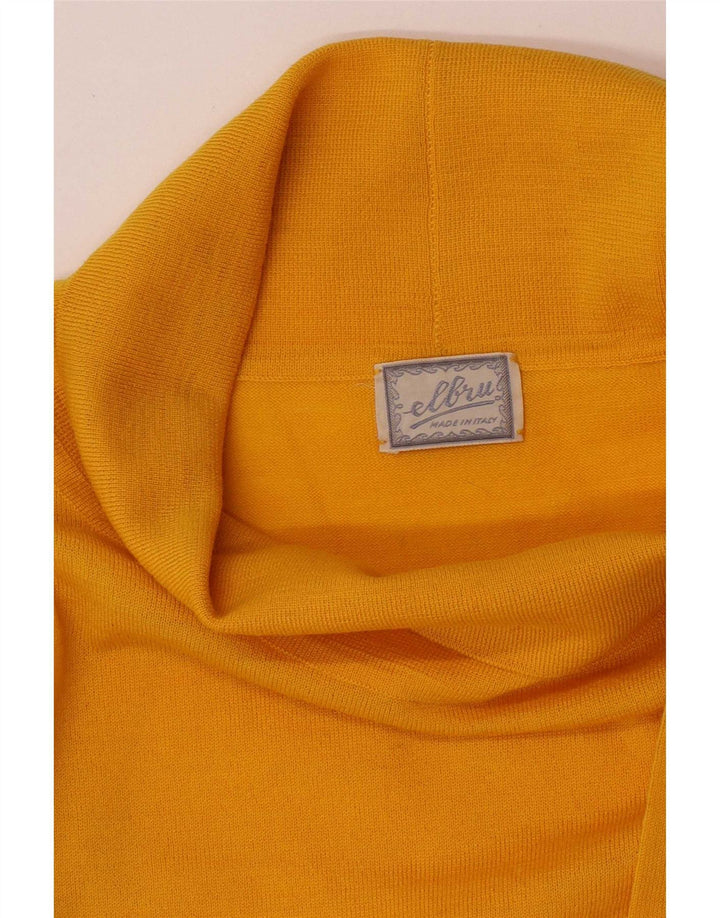 Vintage Dame Roll Neck Top 3/4 ærme UK 14 Medium Gul
