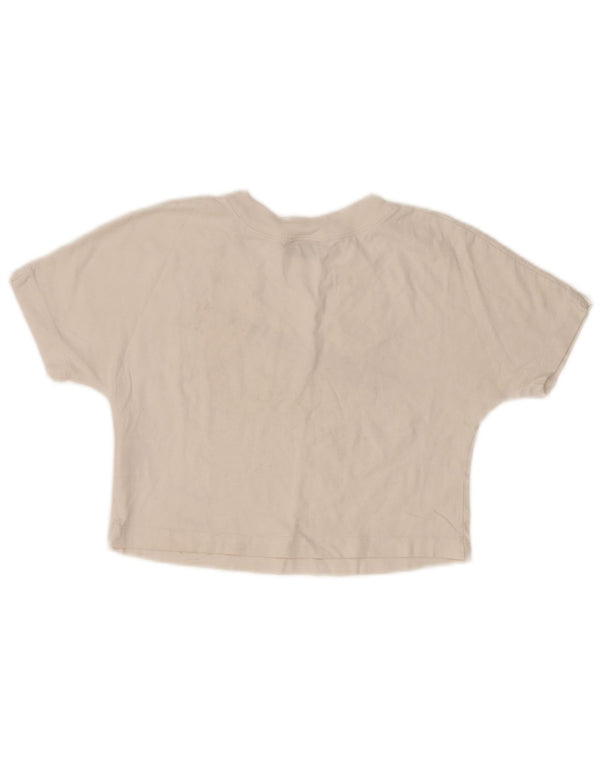 Nike Womens Crop Graphic T-Shirt Top UK 6 XS Hvid Bomuld