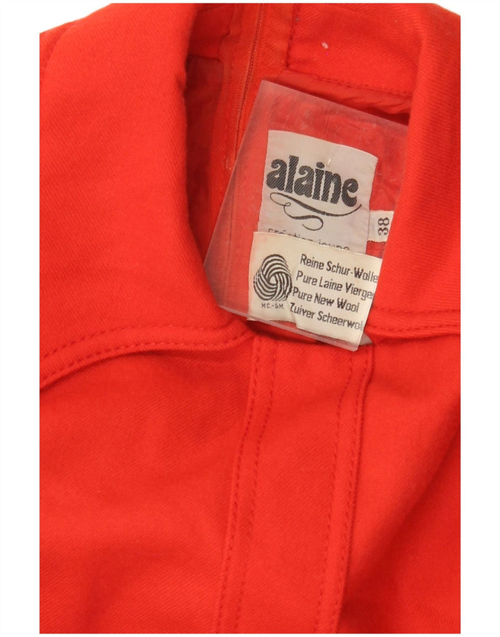 VINTAGE Langærmet A-line kjole til kvinder EU 38 Medium Rød Ny Uld