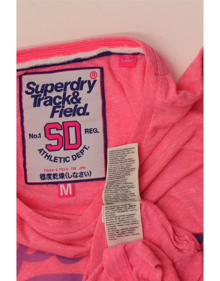 Superdry Grafisk T-shirttop til kvinder UK 14 Medium Pink Flecked Polyester