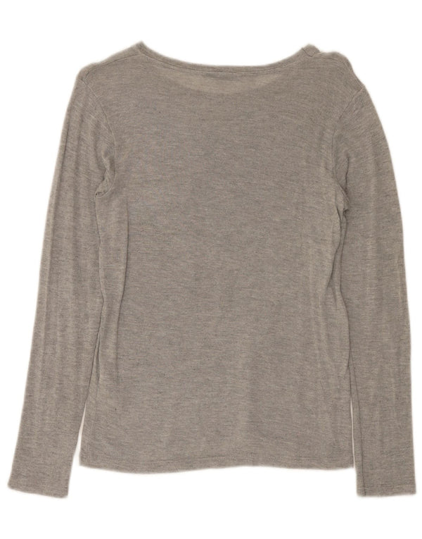 Zara Dame Trafaluc Top Langærmet UK 14 Stor Grå Flecked Viscose