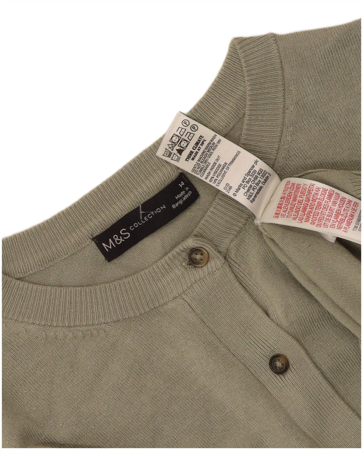 Marks & Spencer Dame Cardigan Sweater UK 14 Medium Khaki Viscose