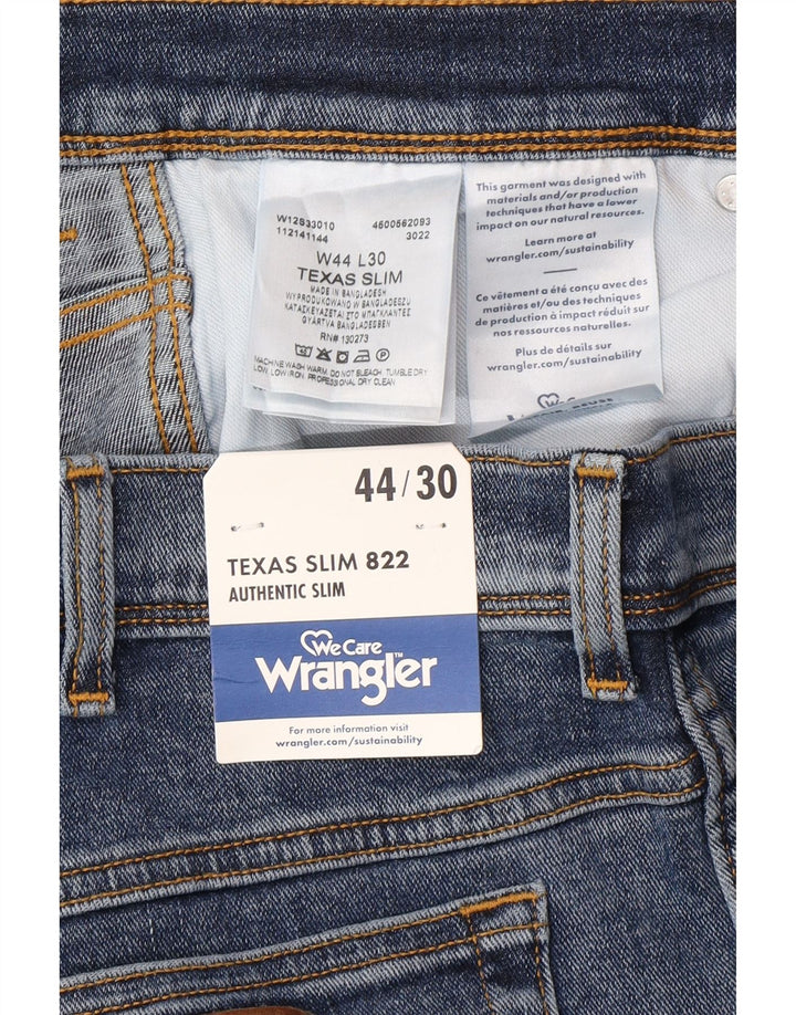 WRANGLER Herre Texas Slim Jeans W44 L30 Blå Bomuld