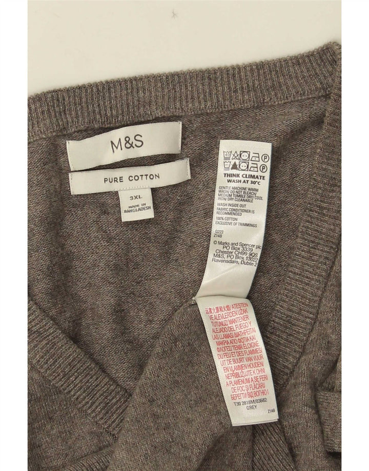 Marks & Spencer Herre V-hals sweater 3XL Grå Bomuld