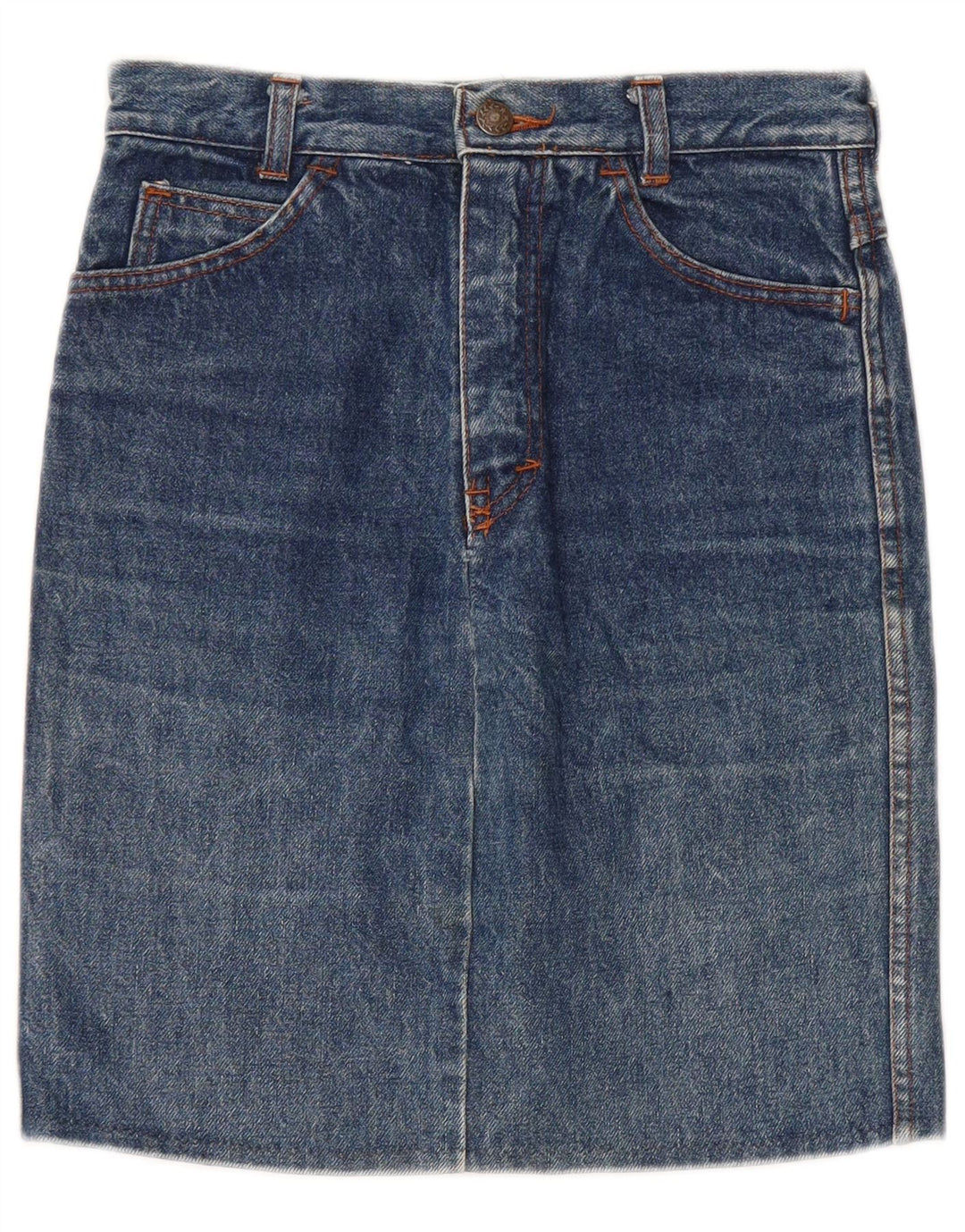 VINTAGE Piger High Rise denimnederdel 15-16 år W24 Blue Cotton