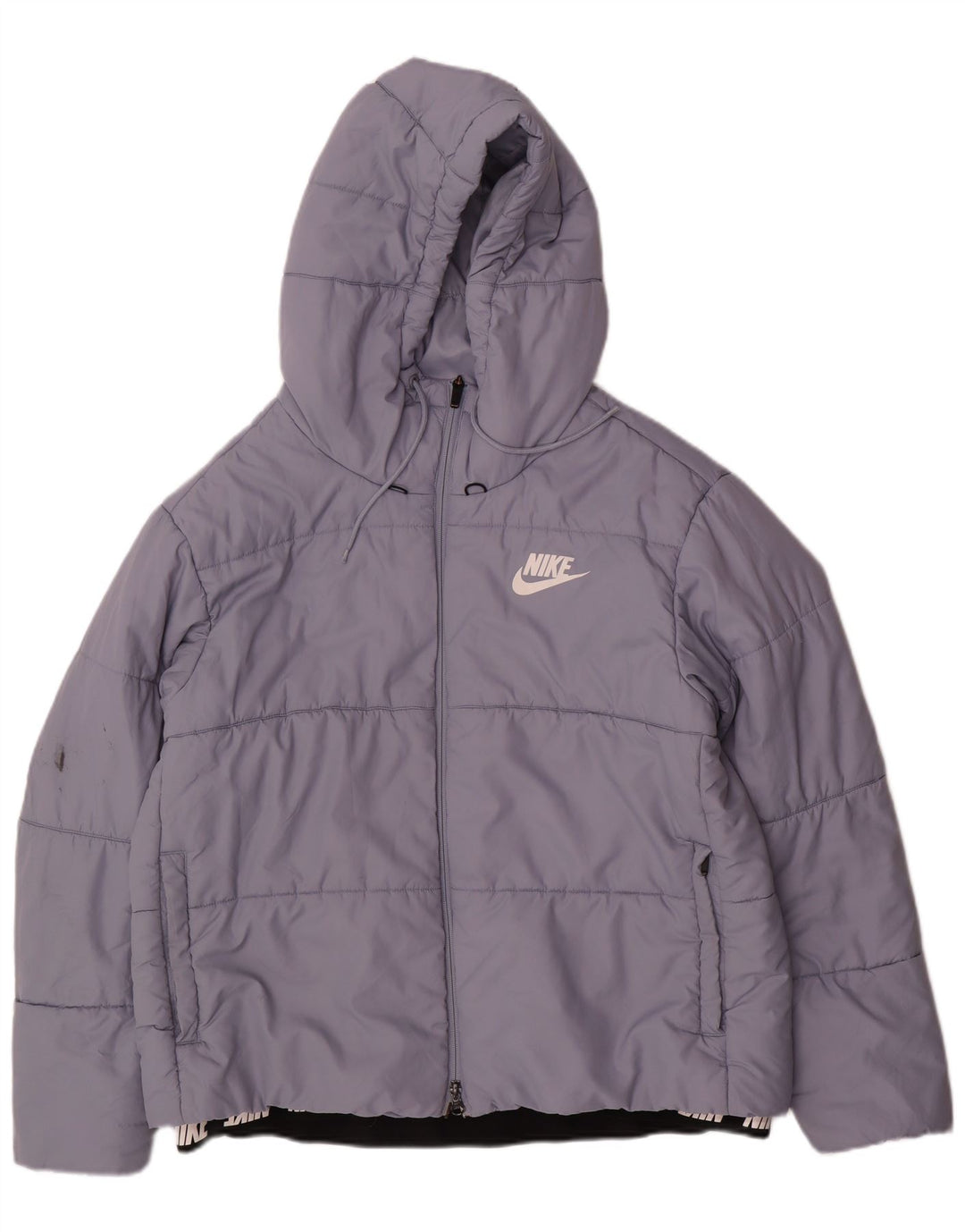 NIKE grafisk polstret hættejakke til kvinder UK 18 XL Blå polyester