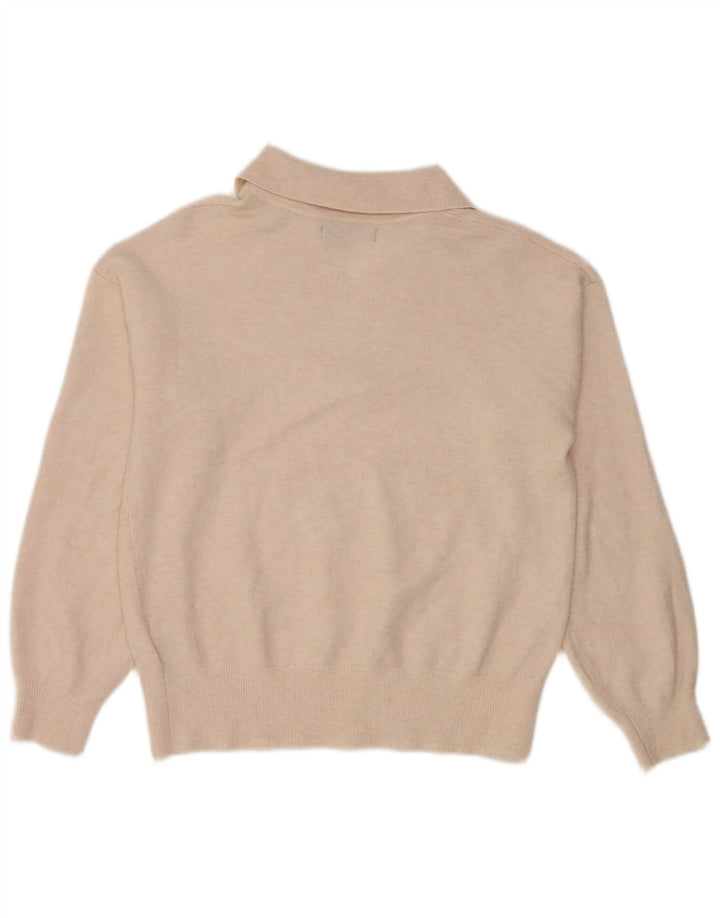 Marks & Spencer Dame Polo Neck Jumper Sweater UK 10 Small Beige Polyester