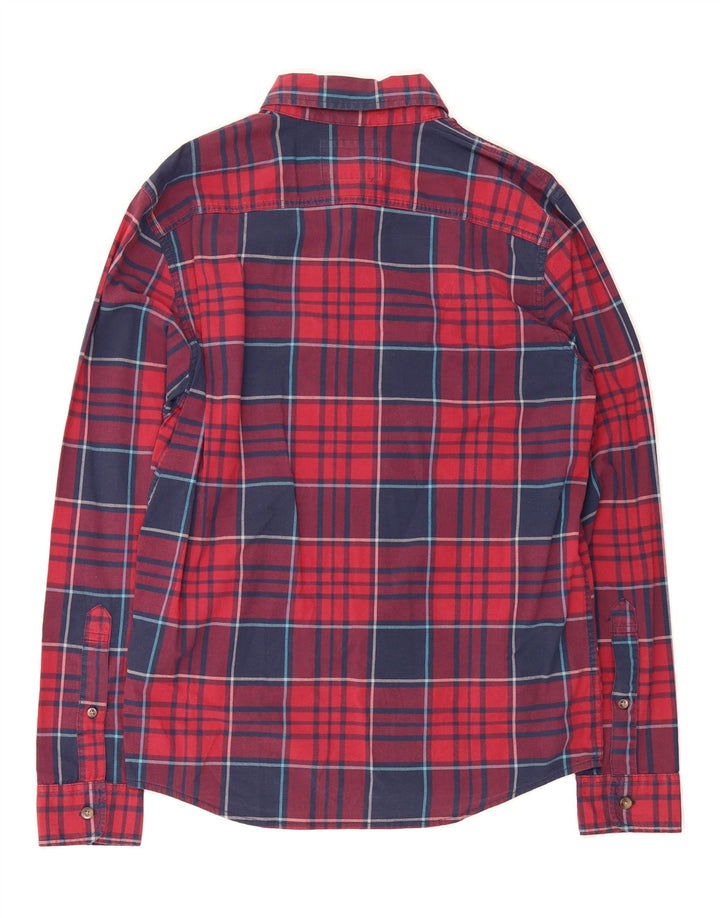 HOLLISTER Mens Stretch Shirt Medium Red Plaid Cotton Vintage Hollister and Second-Hand Hollister from Messina Hembry 