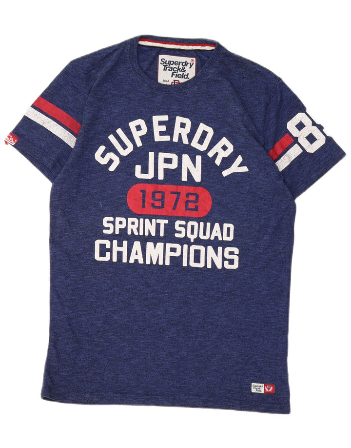 SUPERDRY Herre grafisk T-shirt top mellemblå bomuld
