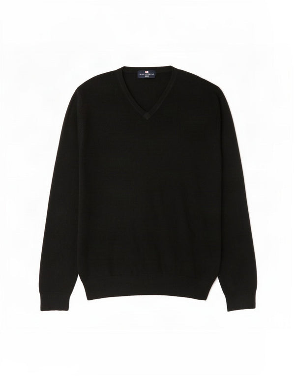 Marks & Spencer Mens V-Neck Jumper Sweater Large Black Acrylic