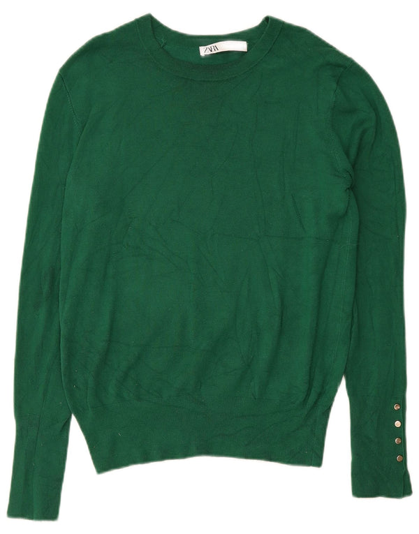 Zara Dame Boat Neck Jumper Sweater UK 18 XL Grøn