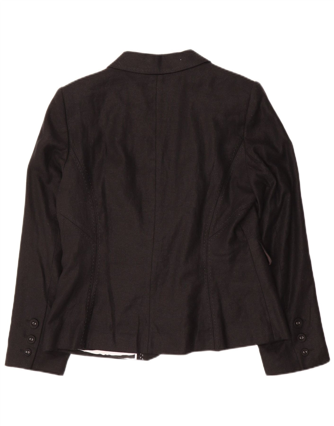 Marks & Spencer Dame 3 Button Blazer Jacket UK 14 Medium Black Linen