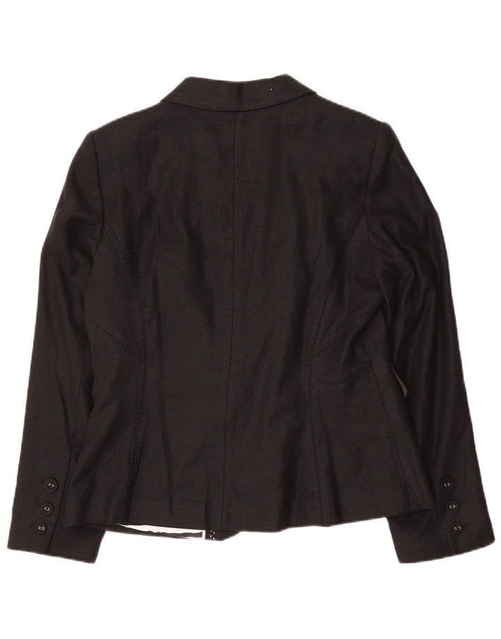 Marks & Spencer Dame 3 Button Blazer Jacket UK 14 Medium Black Linen