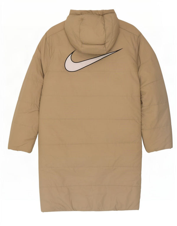 Nike Dame Oversized grafisk hættepolstret frakke UK 6 XS Beige