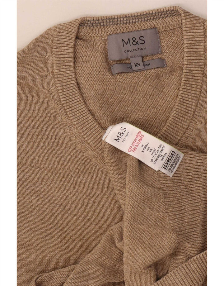 Marks & Spencer Herre V-hals sweater XS Beige Bomuld