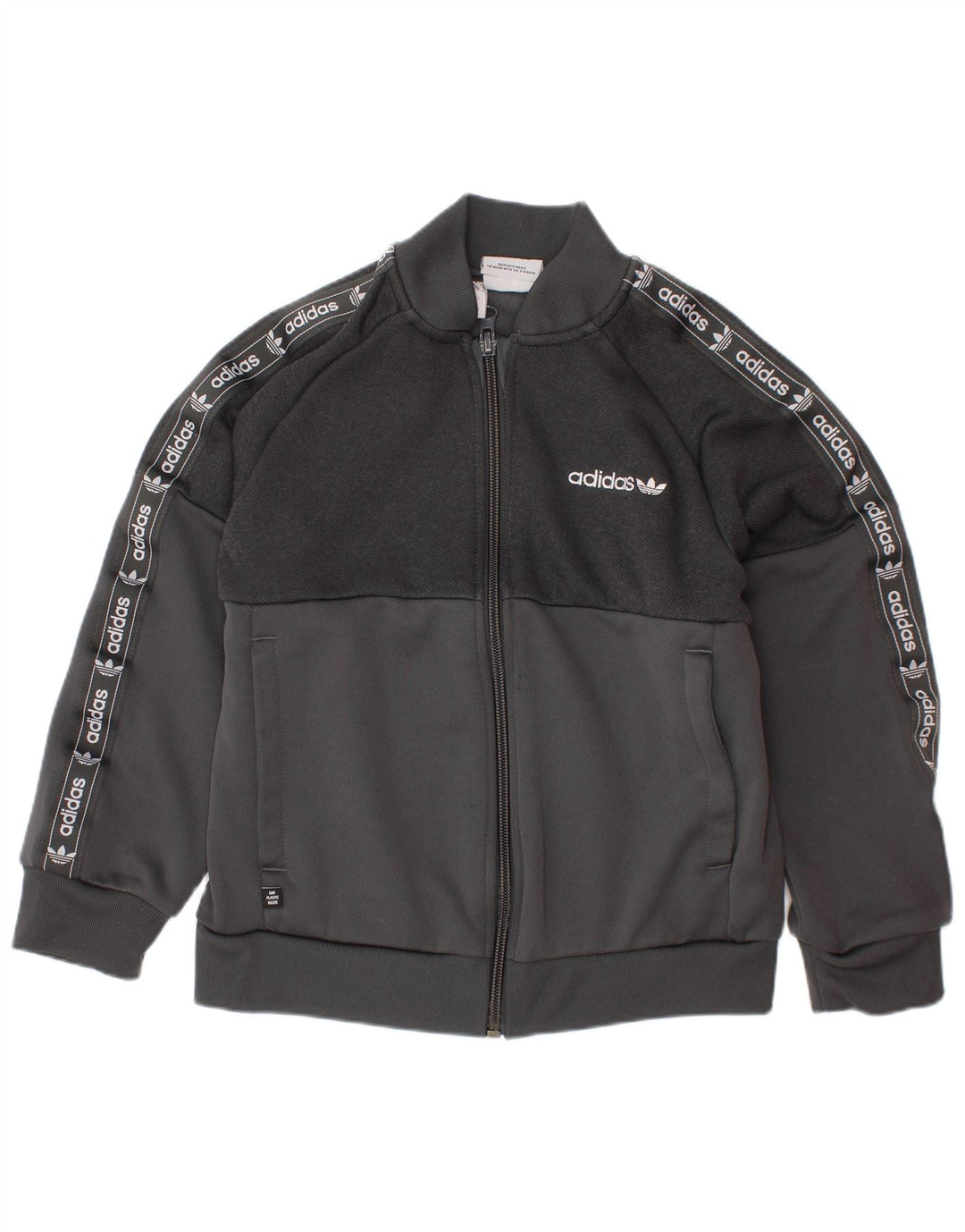 ADIDAS drenge grafisk træningsdragt topjakke 6-7 år grå polyester