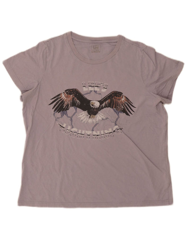 Lee Herre Regular Fit Grafisk T-Shirt Top XL Lilla Bomuld