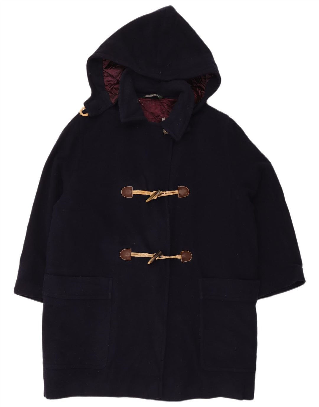 LAURA ASHLEY Dame Oversized Hooded Duffel Coat UK 14 Large Navy Blue