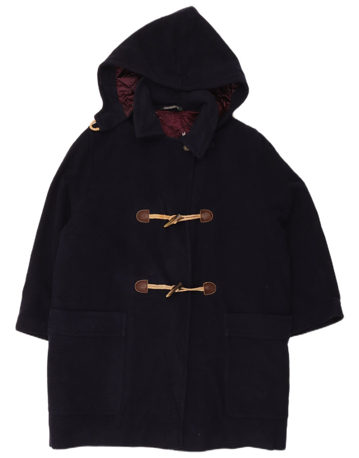 LAURA ASHLEY Dame Oversized Hooded Duffel Coat UK 14 Large Navy Blue