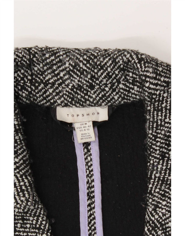 Topshop Dame Oversized Dobbeltradet Frakke UK 14 Medium Grey Herringbone