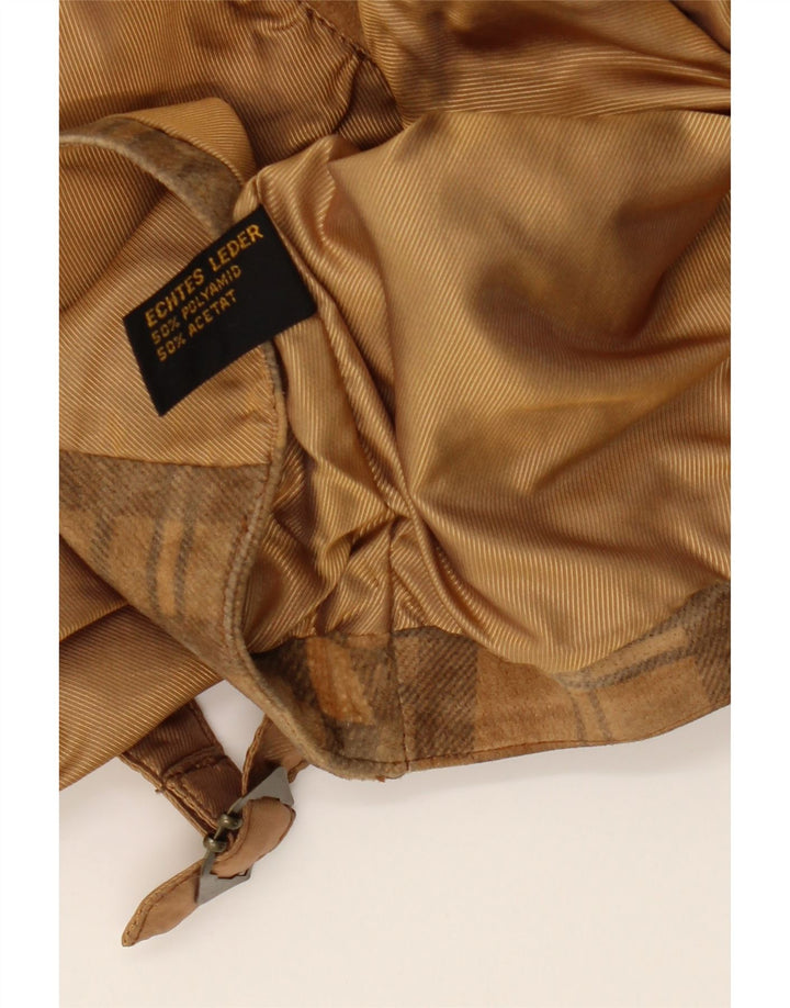 VINTAGE Mens Suede Waistcoat Small Brown Check Leather Vintage Vintage and Second-Hand Vintage from Messina Hembry 