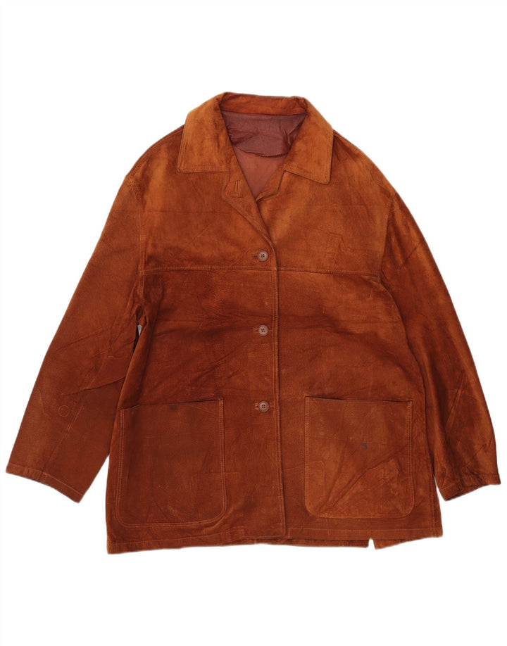 CONBIPEL Dame ruskindsjakke IT 46 Stor brunt læder