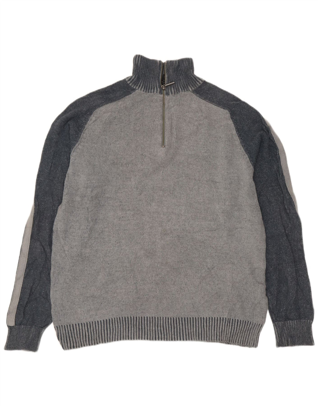 Calvin Klein Jeans Herre Zip Neck Jumper Sweater Medium Grey Colourblock