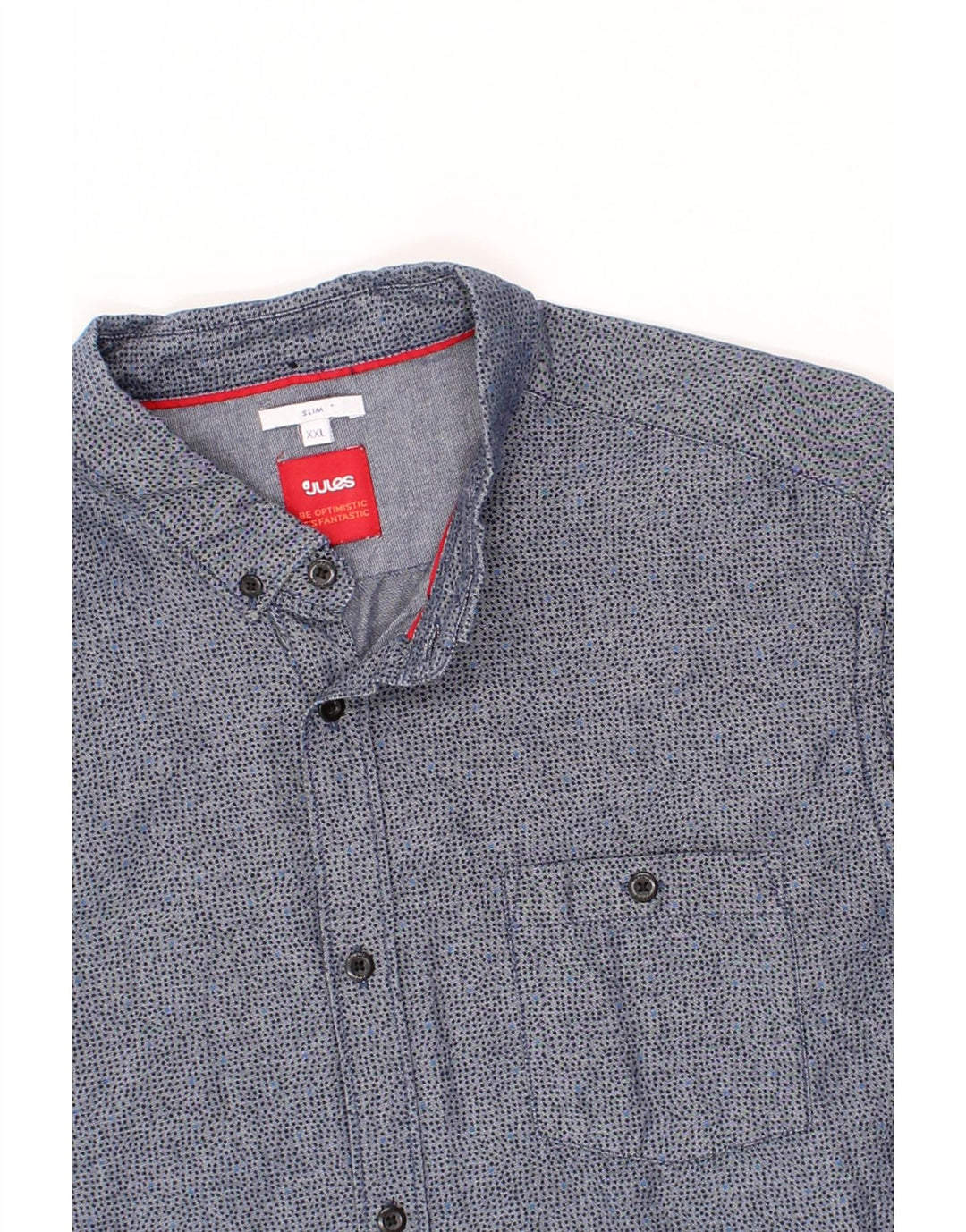 JULES Mens Shirt 2XL Navy Blue Spotted Vintage Jules and Second-Hand Jules from Messina Hembry 