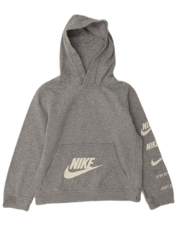 Nike piger Swoosh grafisk hættetrøje trøje 10-11 år Medium Grå Flecked