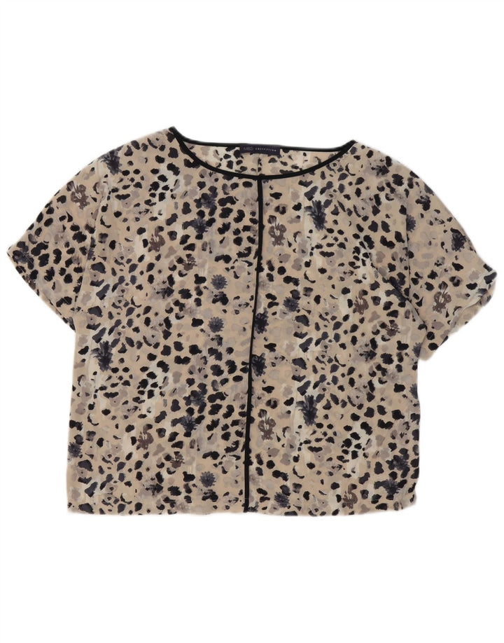 Marks & Spencer Dame Oversized bluse Top UK 10 Small Beige Flecked