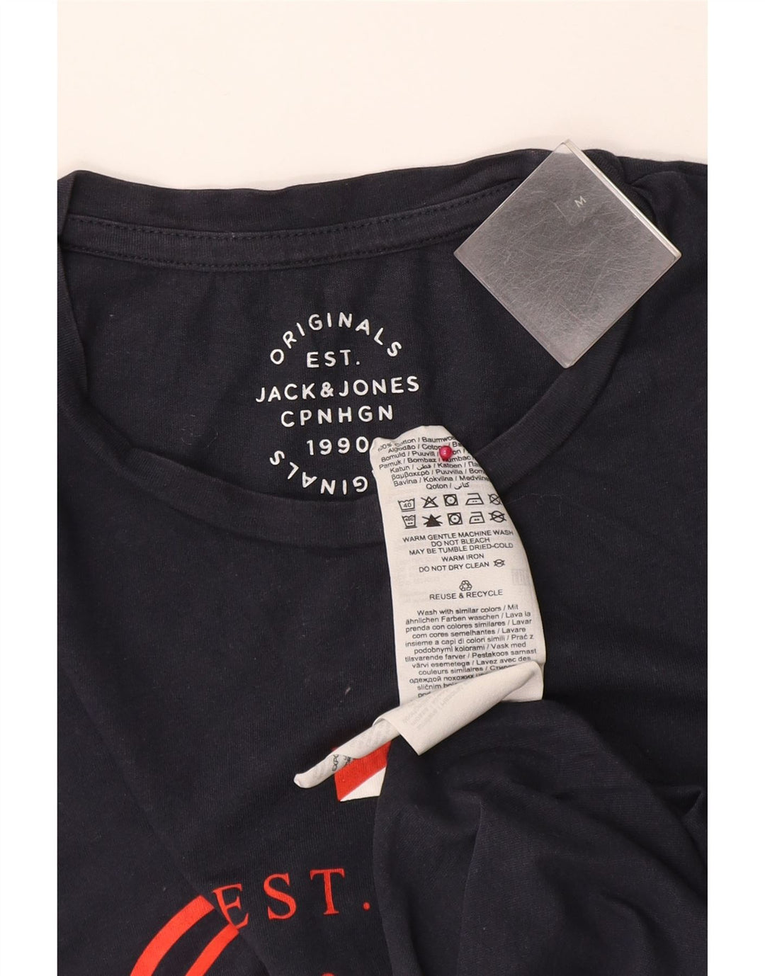 Jack & Jones Herre grafisk T-shirt Top Medium Marineblå Bomuld