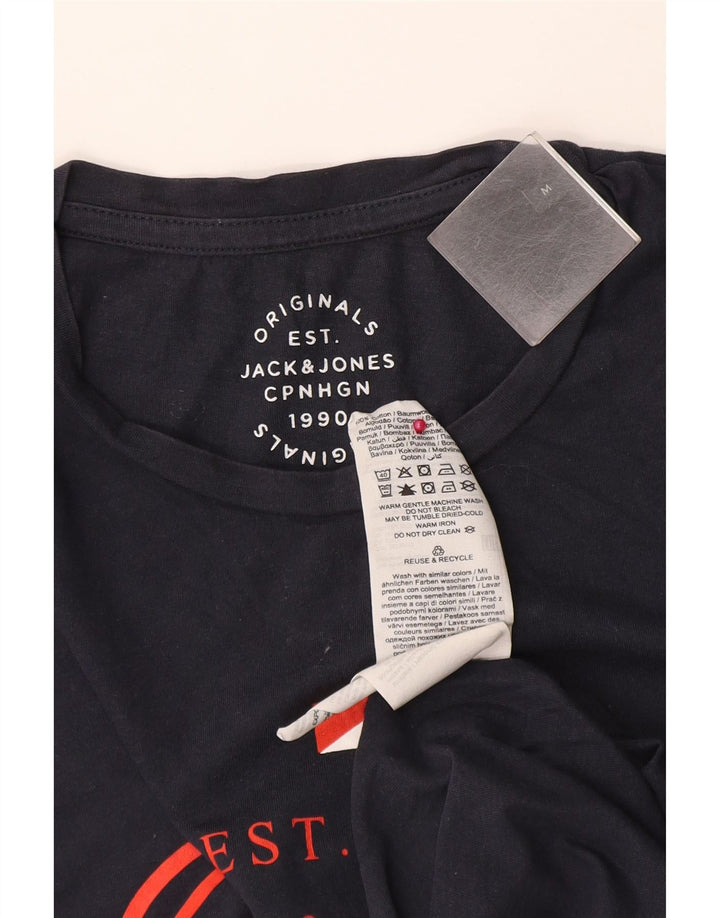 Jack & Jones Herre grafisk T-shirt Top Medium Marineblå Bomuld
