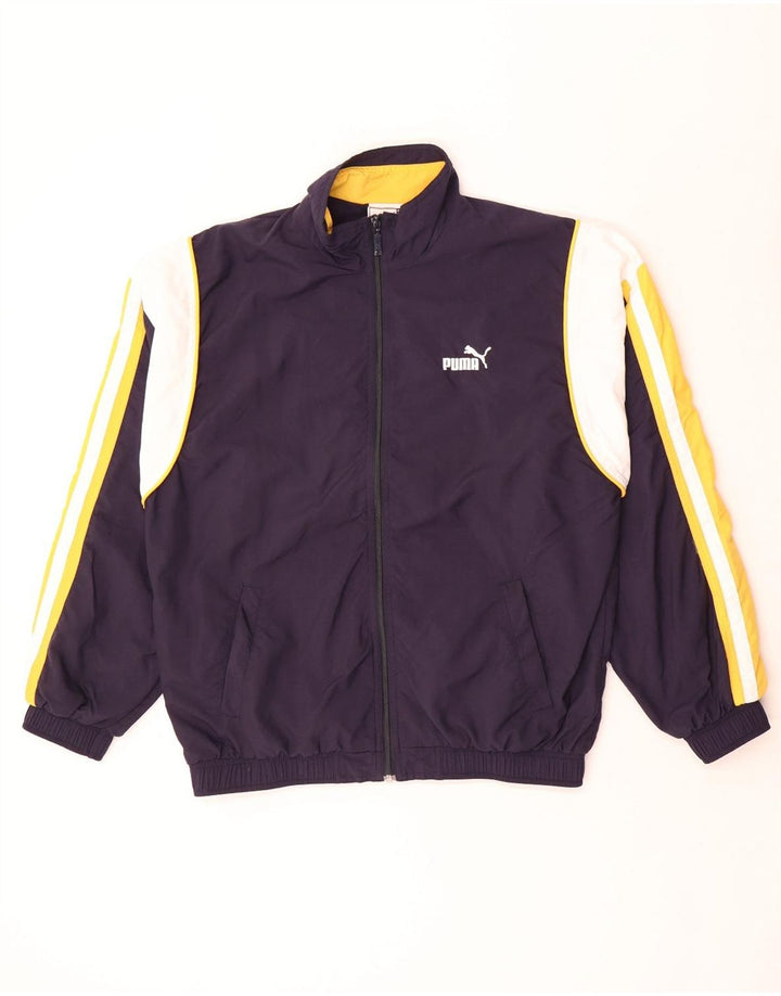 Puma Herre Loose Fit træningsdragt Top jakke Small Navy Blue Colourblock Nylon