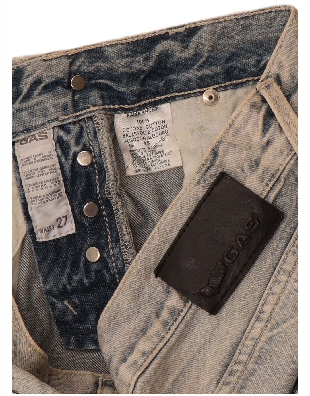 Gas denimshorts til kvinder W27 Små blå bomuld