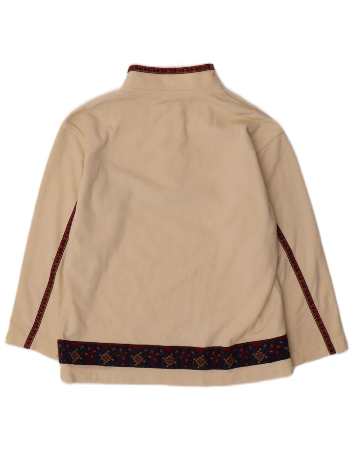 Fila Dame Button Neck Fleece Jumper IT 44 Medium Beige Fair Isle